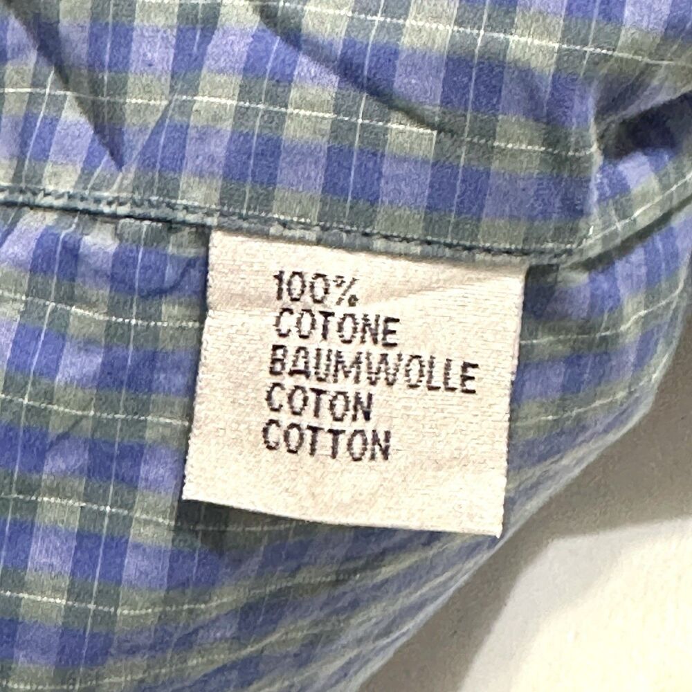 Ledbury Shirt Mens Size XL Blue Green Check 100% Cotton Casual Button Up Slim - Picture 7 of 9